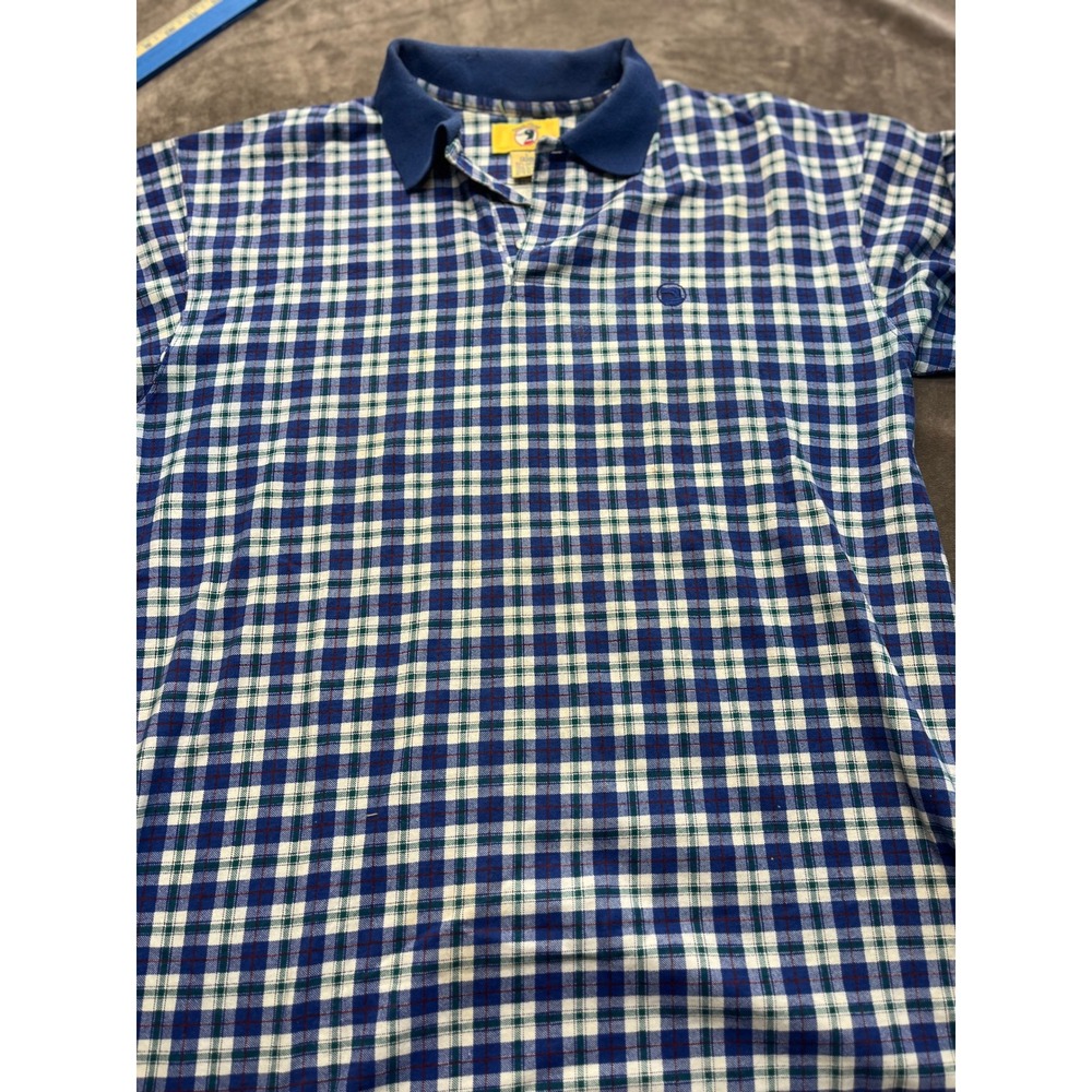 Duck Head‎ Mens Blue Plaid Short Sleeve Cotton Polo Shirt Large Embroidered Logo